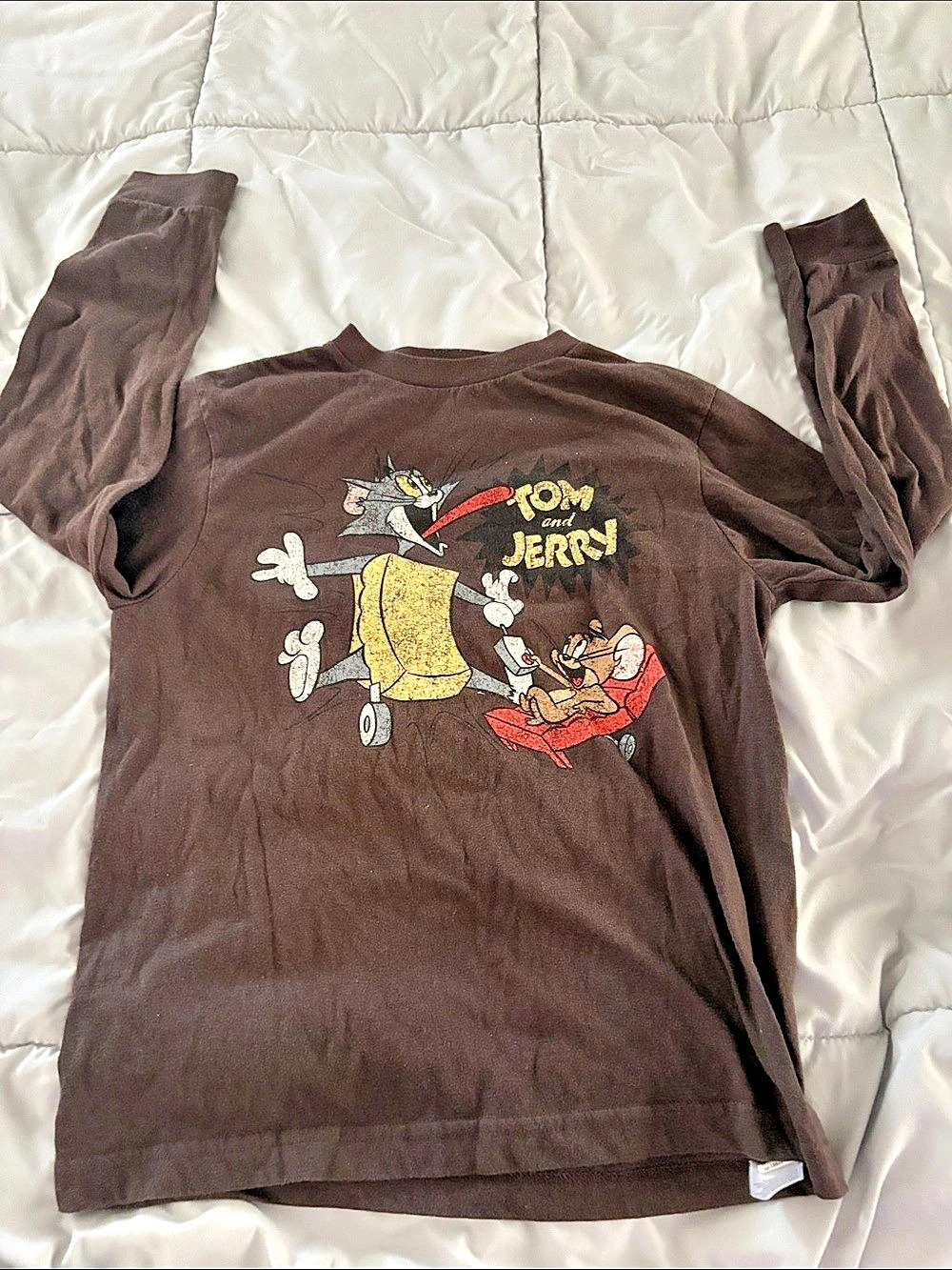 Old Navy Tom and Jerry Graphic Tee Brown Large